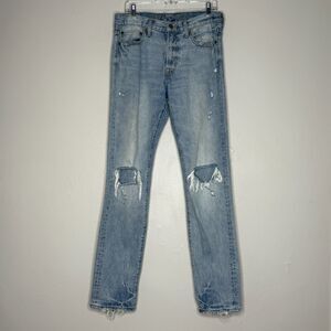 American Eagle Outfitters Mens Jeans 32x34 Light Blue Wash‎ Slim Distressed